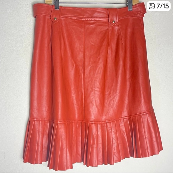 RYEGRASS Orange Vegan Pleated Skirt - Picture 7 of 15